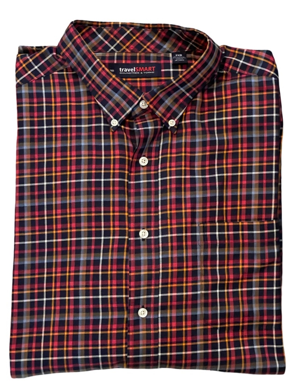 Roundtree & Yorke TravelSmart Long Sleeve Plaid Shirt Men’s 2XB
